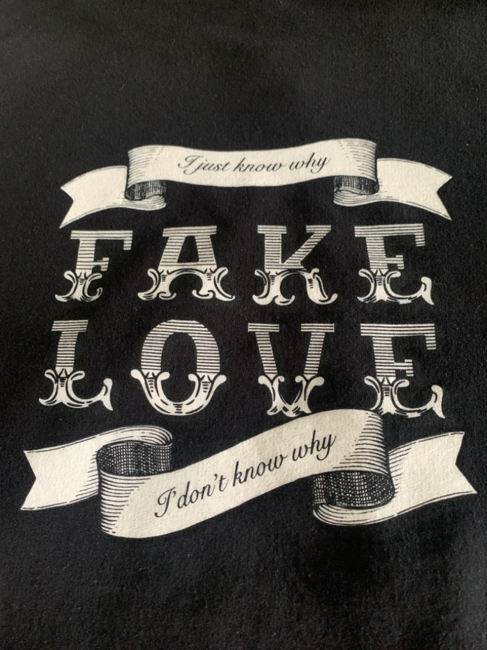 BTS Fake Love Hooded Sweatshirt with White Floral Sleeve Accents - Picture 4 of 12